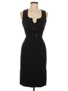 Gucci Black Sleeveless Midi Dress with Scoop Notch Gucci Bow Adornment EUC RARE